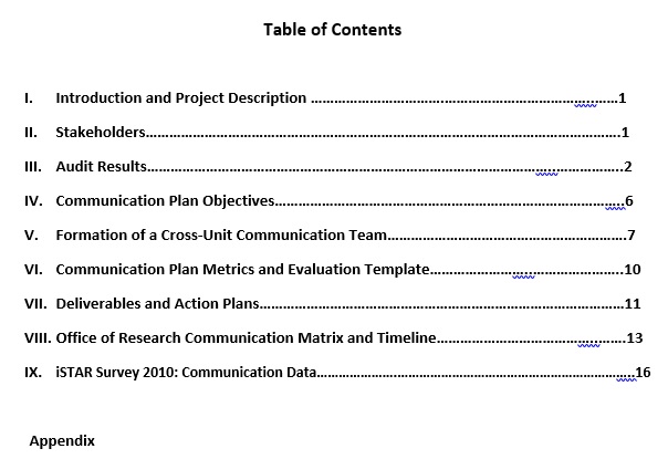 office of research communication plan template