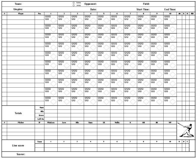 Printable Baseball Score Sheet Templates Excel Word PDF Best