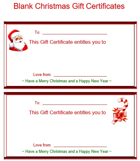 printable christmas gift certificate template