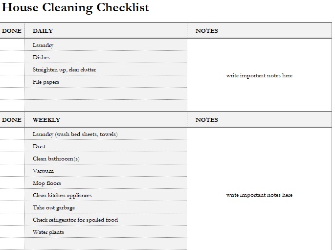 printable house cleaning checklist template 14