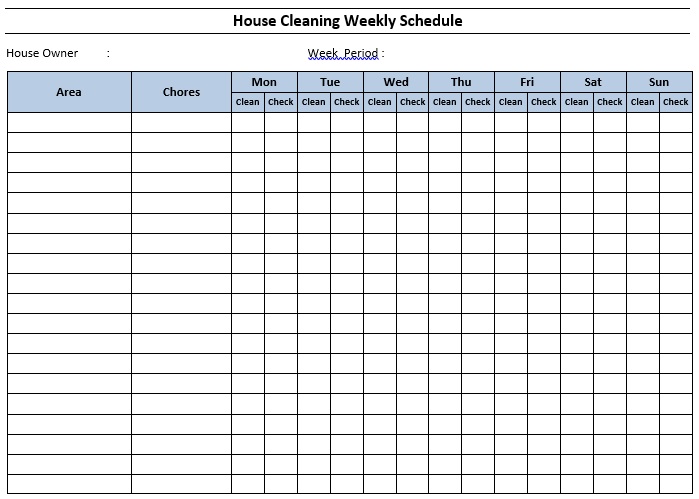 printable house cleaning checklist template 5