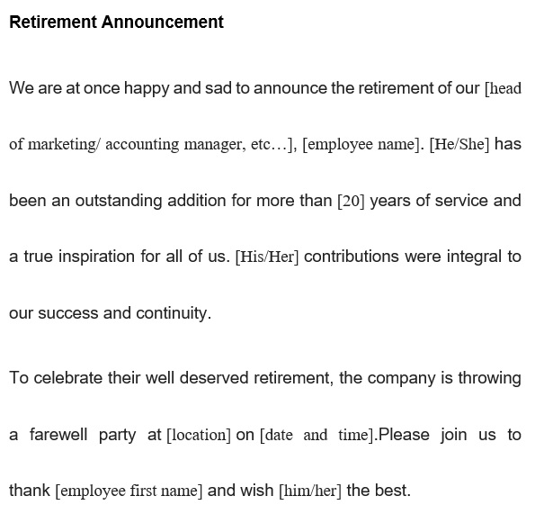 printable retirement announcement letter 11
