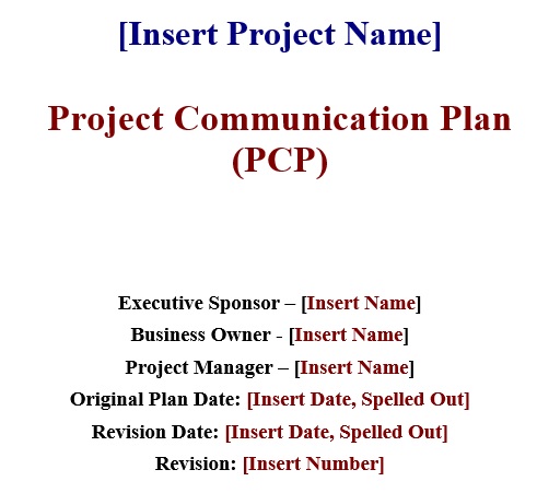 project communication plan template