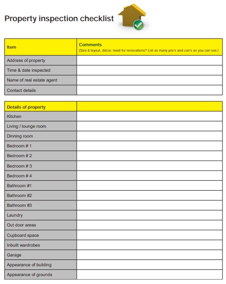 property inspection checklist template