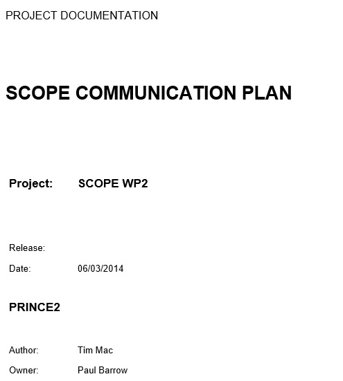 scope of communication plan template