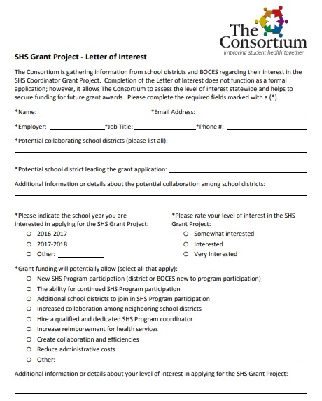shs grant project letter of interest form