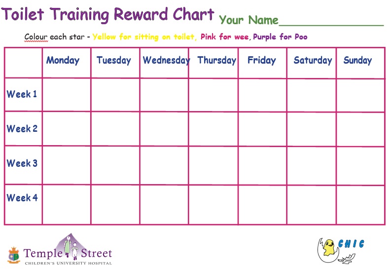 toilet training reward chart template