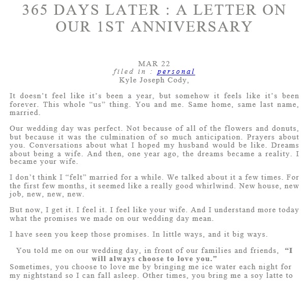 1st anniversary letter to wife