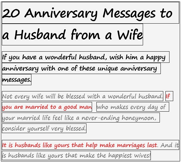 20 anniversary message to a husband from a wife
