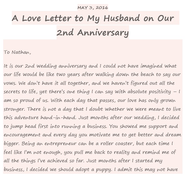 2nd anniversary letter to wife