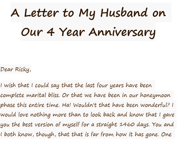 a letter to my husband on our 4th year anniversary