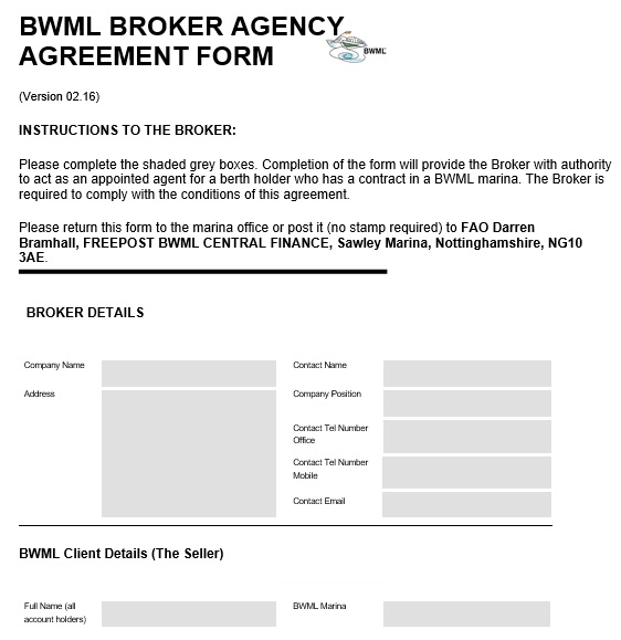 bwml broker agency agreement form
