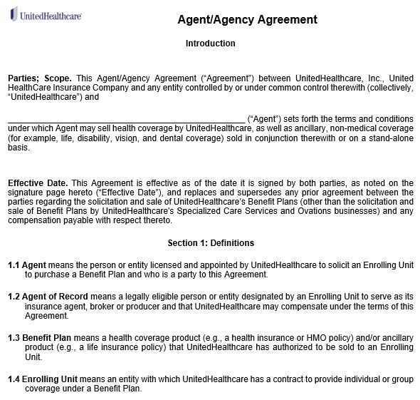 free agency agreement template 1