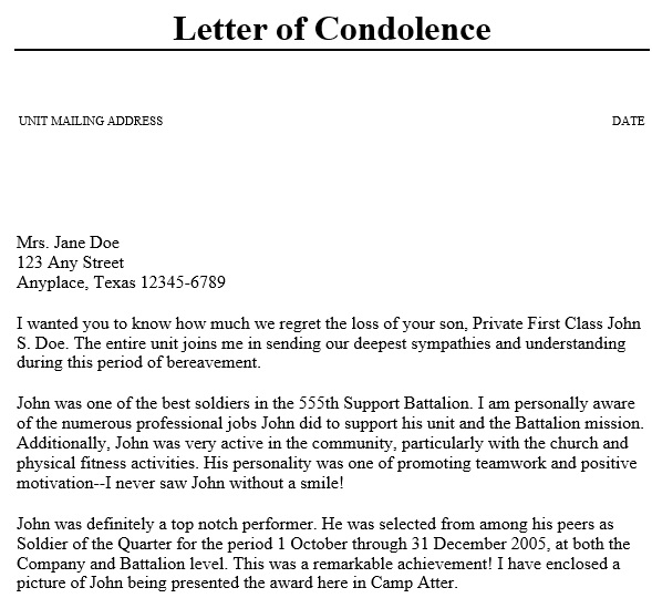 free condolence letter 1