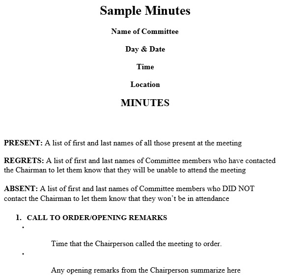 free corporate minutes template 6