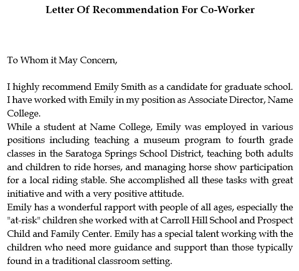 free letter of recommendation for coworker 10