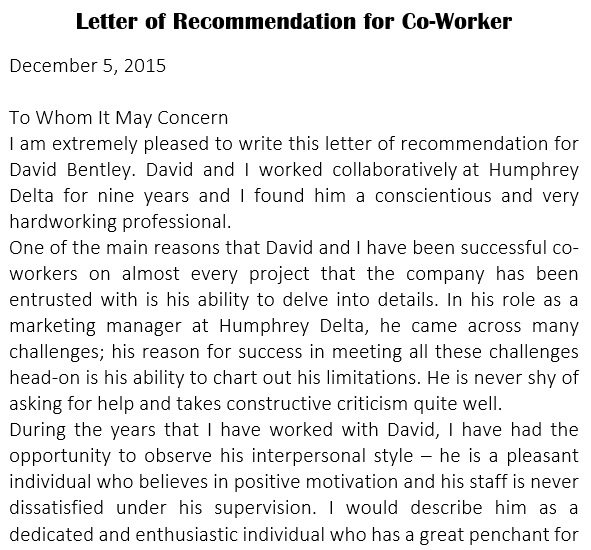 free letter of recommendation for coworker 11