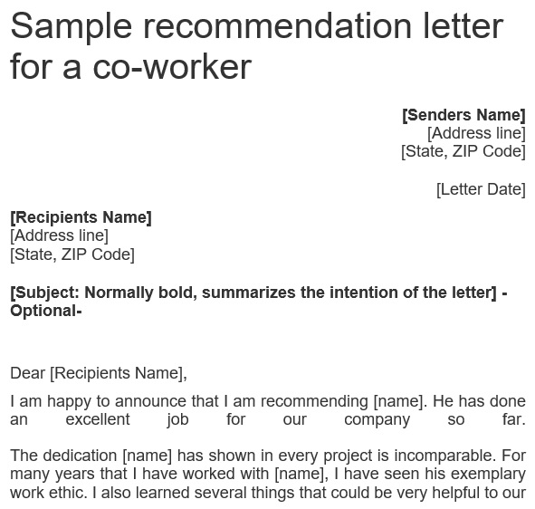 free letter of recommendation for coworker 7