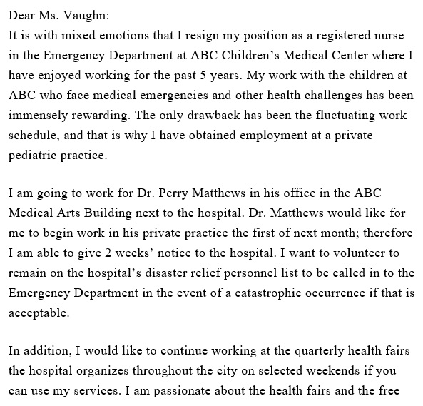 free nursing resignation letter 10