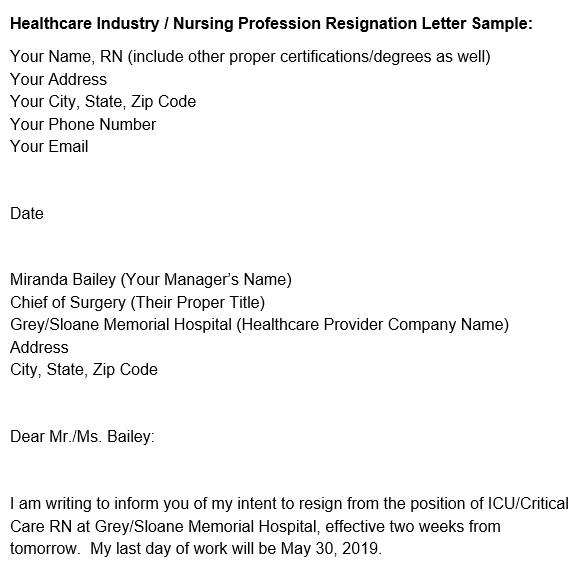 free nursing resignation letter 11