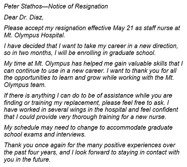 free nursing resignation letter 3