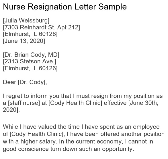 free nursing resignation letter 4