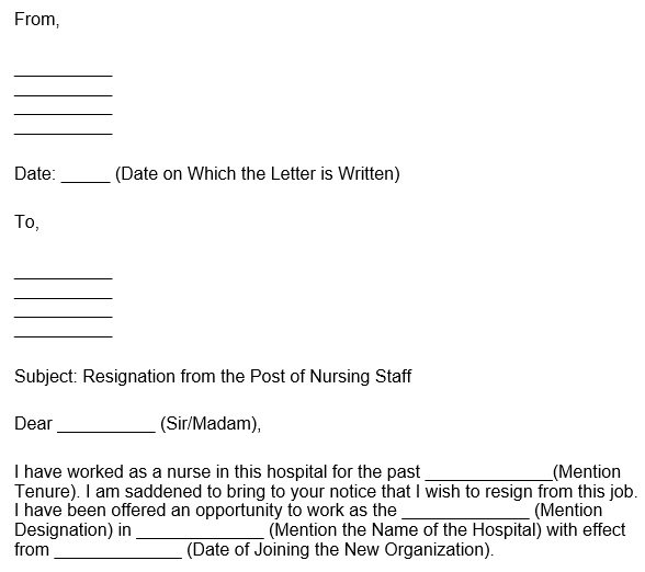 free nursing resignation letter 7