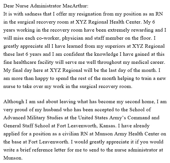 free nursing resignation letter 9