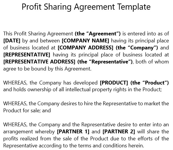 free profit sharing agreement template 15