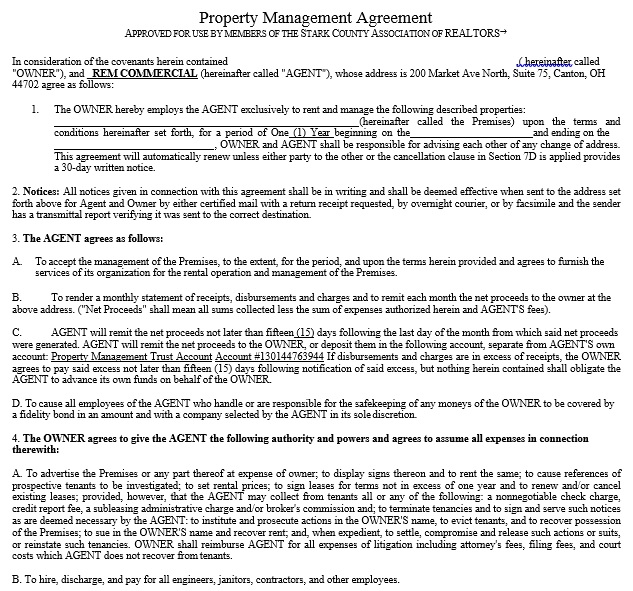 free property management agreement template 2