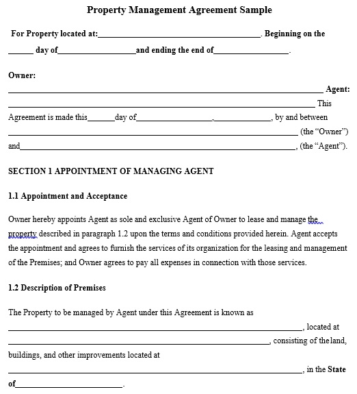 free property management agreement template 3