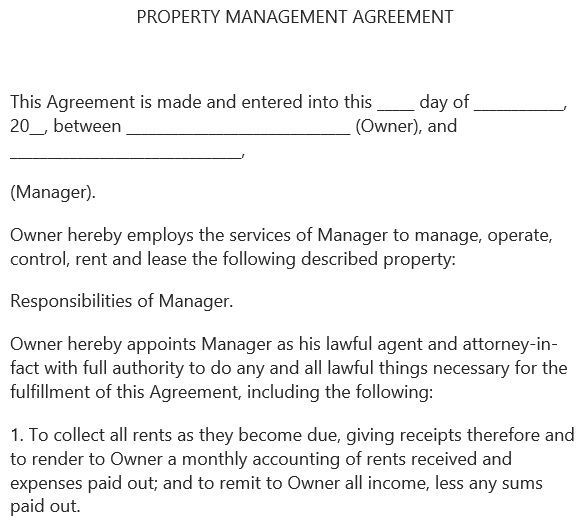 free property management agreement template 6