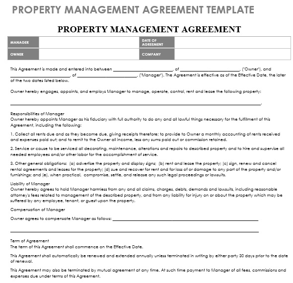 free property management agreement template 9