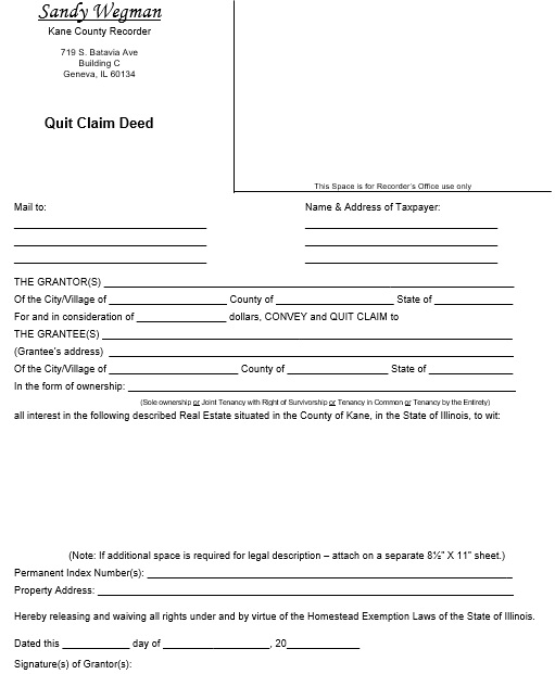 free quit claim deed form 10