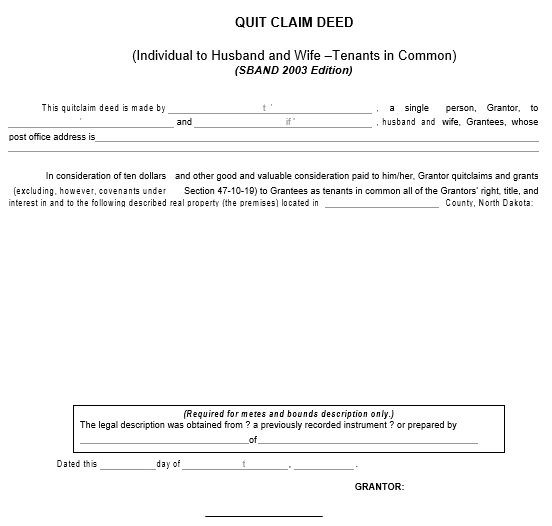 free quit claim deed form 12
