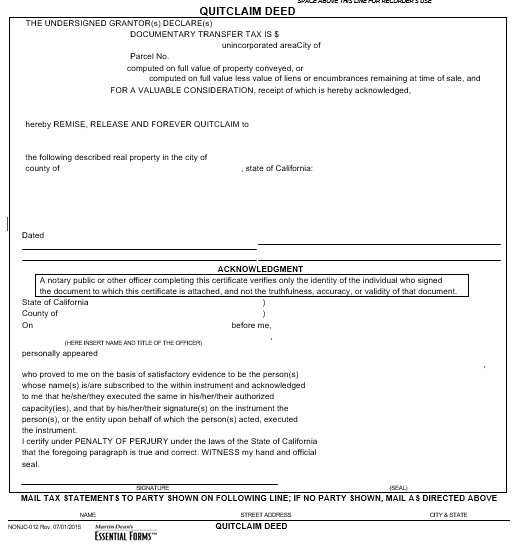 free quit claim deed form 7