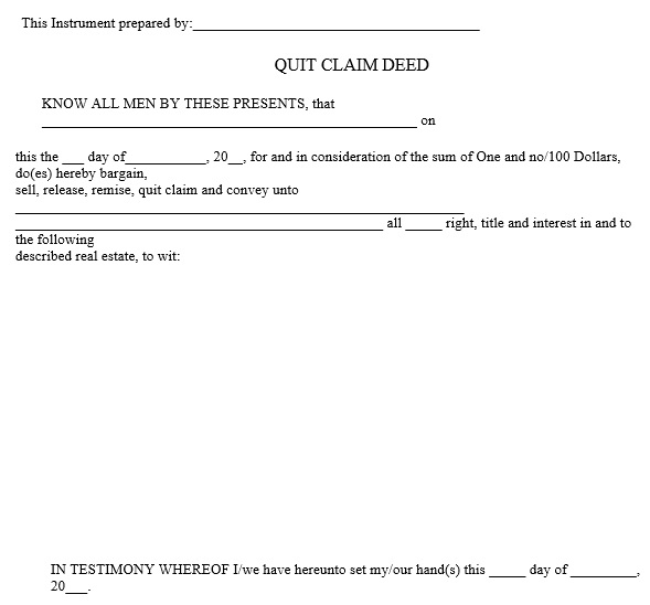 free quit claim deed form