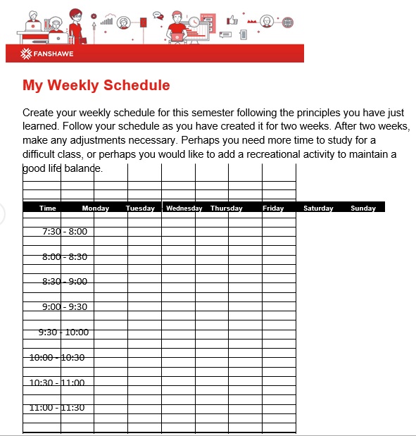 free weekly schedule template 1