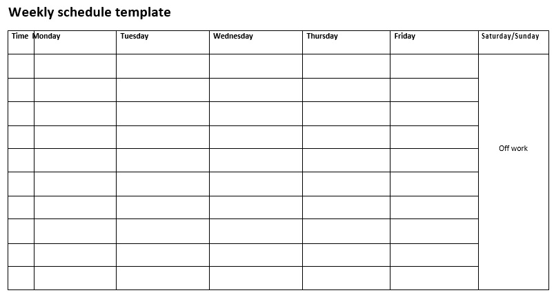 free weekly schedule template 2