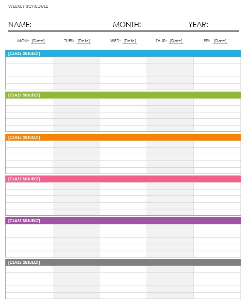 free weekly schedule template 4