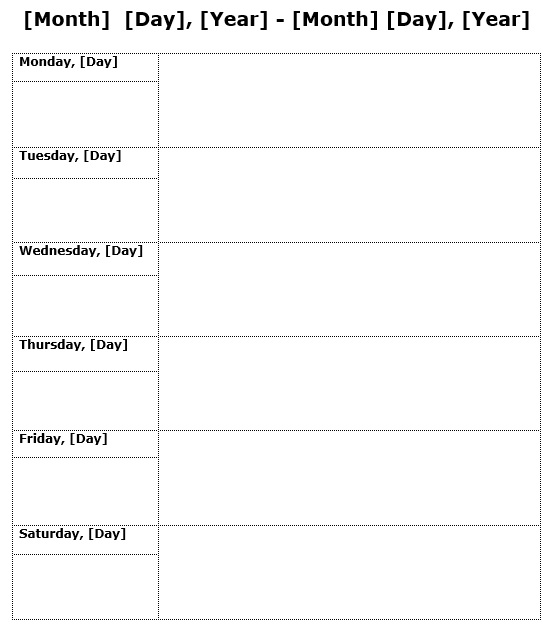 free weekly schedule template