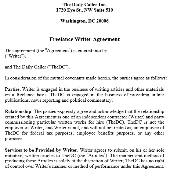freelance writer agreement template