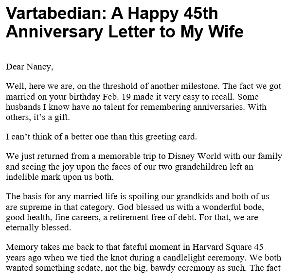 happy 45th anniversary letter to my wife