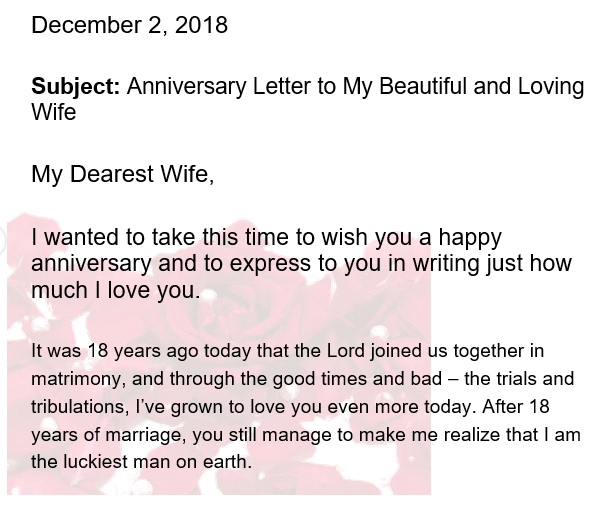 happy anniversary letter