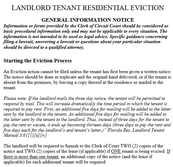 landlord tenant residential eviction