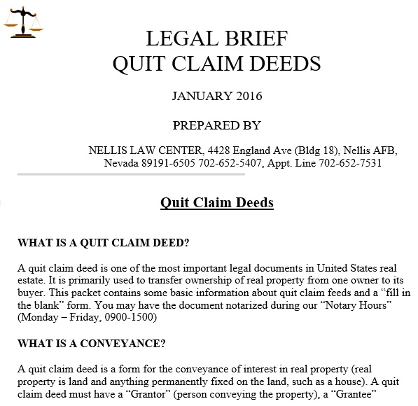 legal brief quit claim deed form