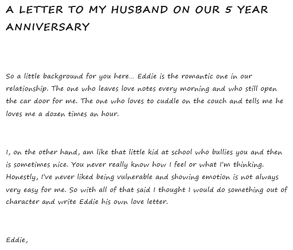letter to my husband on our 5 year anniversary