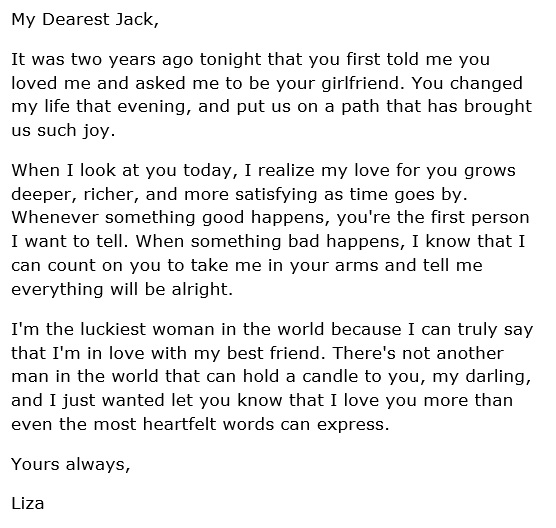 love letter to my boyfriend