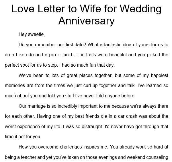 love letter to wife for wedding anniversary
