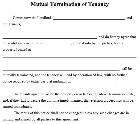 mutual termination of tenancy form